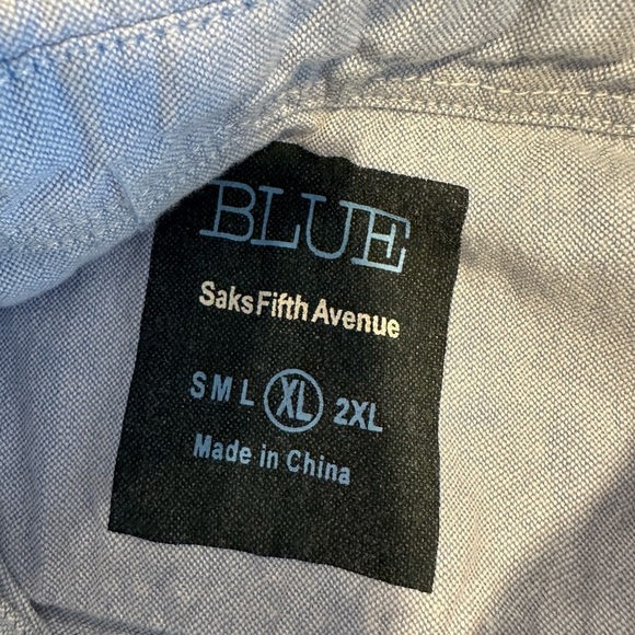 Saks Fifth Avenue Button Up Shirt Men's XL Light Blue Solid Color 100% Cotton. - Picture 6 of 16